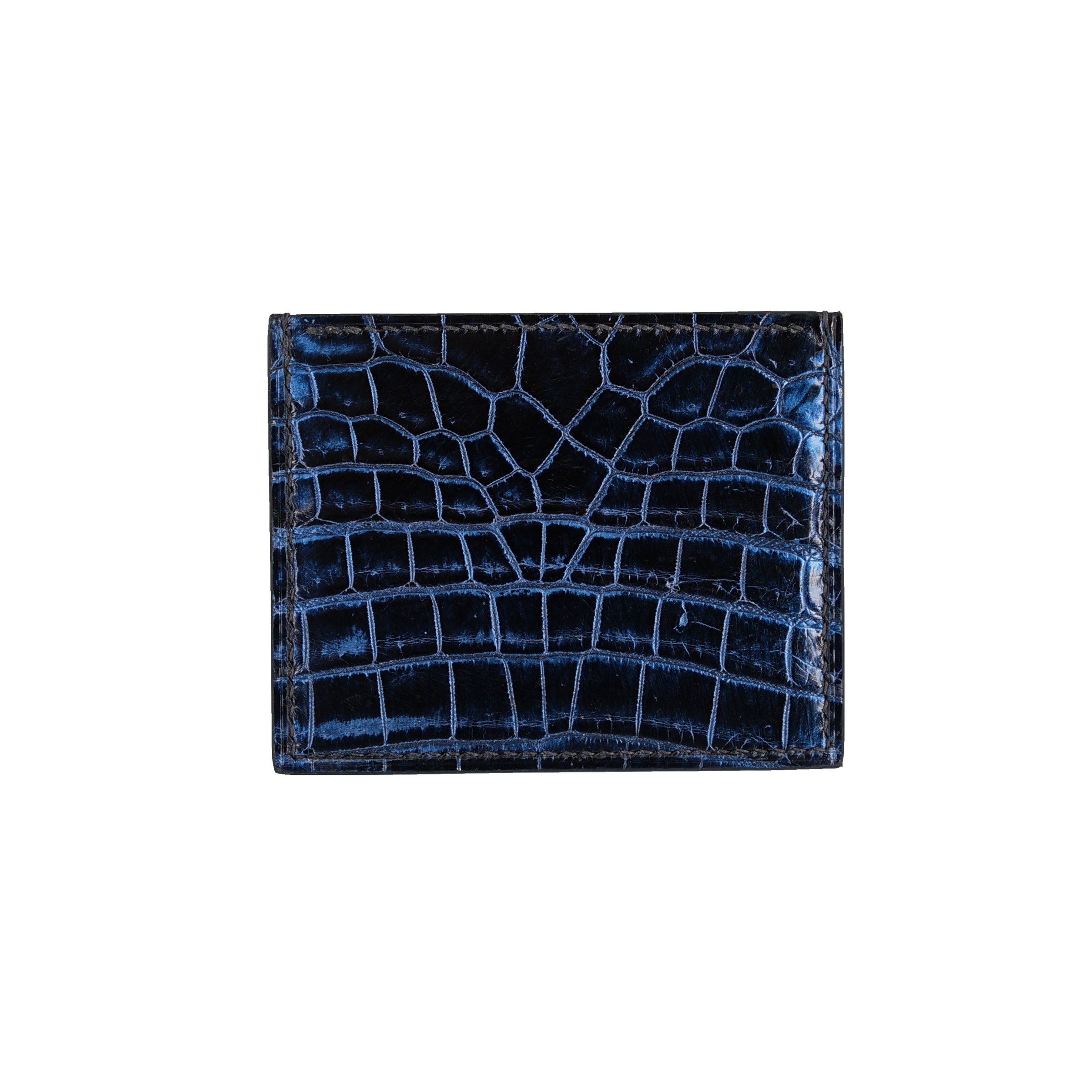 High-end Nile crocodile leather short clip high-end genuine leather wallet blue tear color wallet