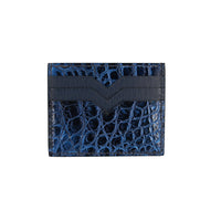 High-end Nile crocodile leather short clip high-end genuine leather wallet blue tear color wallet