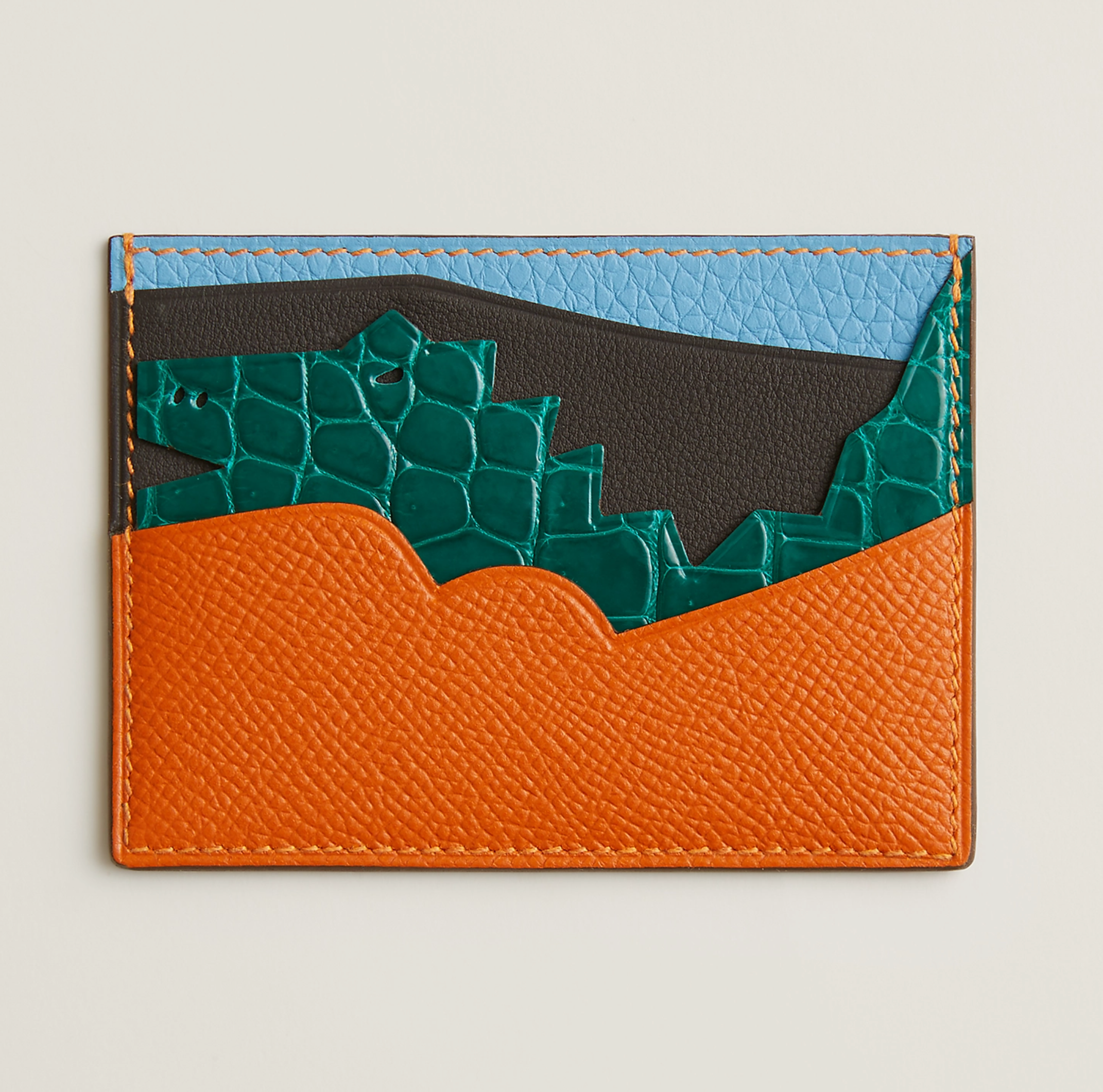 High-end Nile crocodile leather short clip high-end genuine leather wallet blue tear color wallet