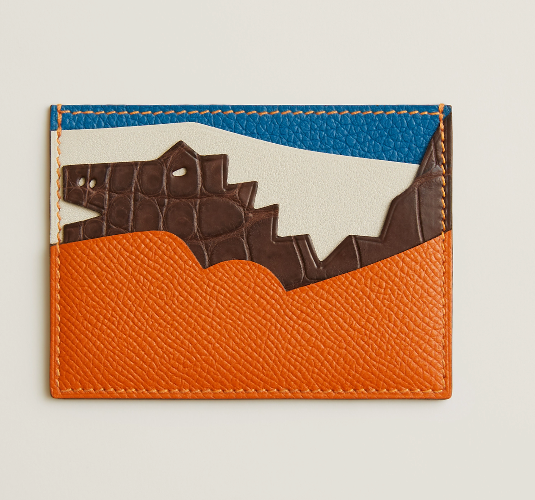 High-end Nile crocodile leather short clip high-end genuine leather wallet blue tear color wallet