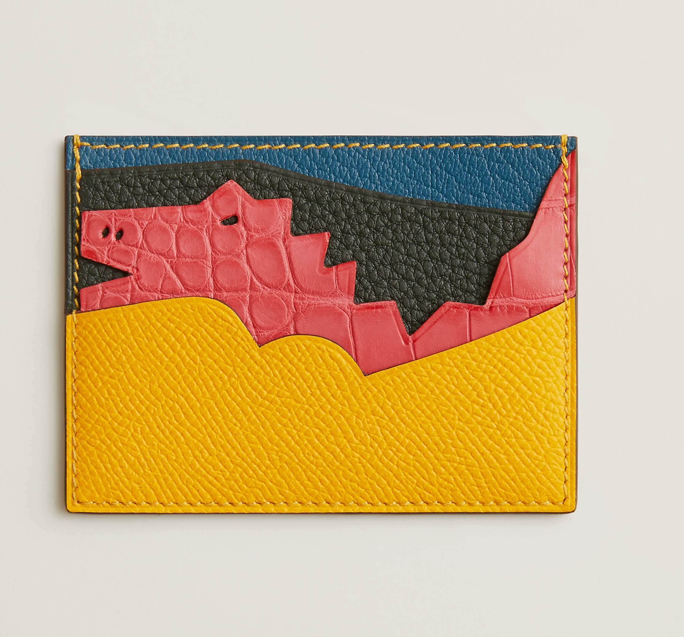 High-end Nile crocodile leather short clip high-end genuine leather wallet blue tear color wallet
