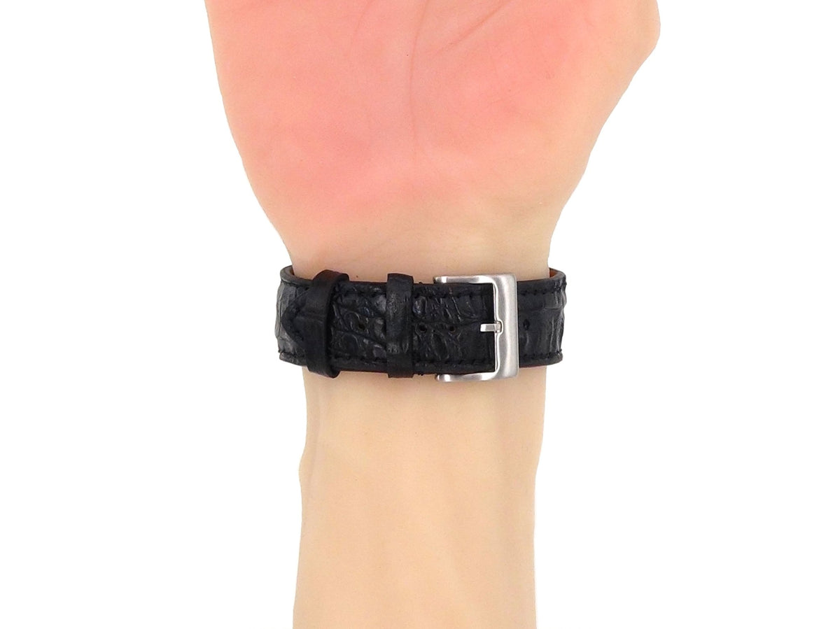 Watch strap【FOBO 凱門鱷魚皮錶帶】奢華質感,彰顯品味 黑色背骨