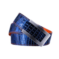 Nile crocodile leather jeans belt - the ultimate charm of starry sky blue