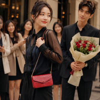 Luxurious small bag: ruby ​​crocodile leather bag, multi-functional fashion accessory for women, easy to handle various occasions