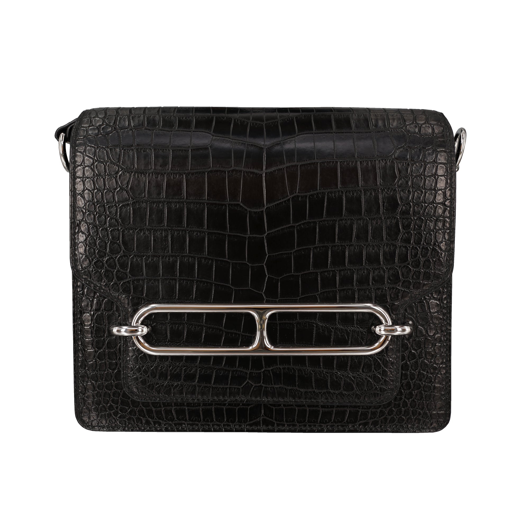 啞光黑灣鱷魚皮肩背包｜Roulis風格 豬鼻子包 靜奢輪廓之作
