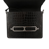 啞光黑灣鱷魚皮肩背包｜Roulis風格 豬鼻子包 靜奢輪廓之作
