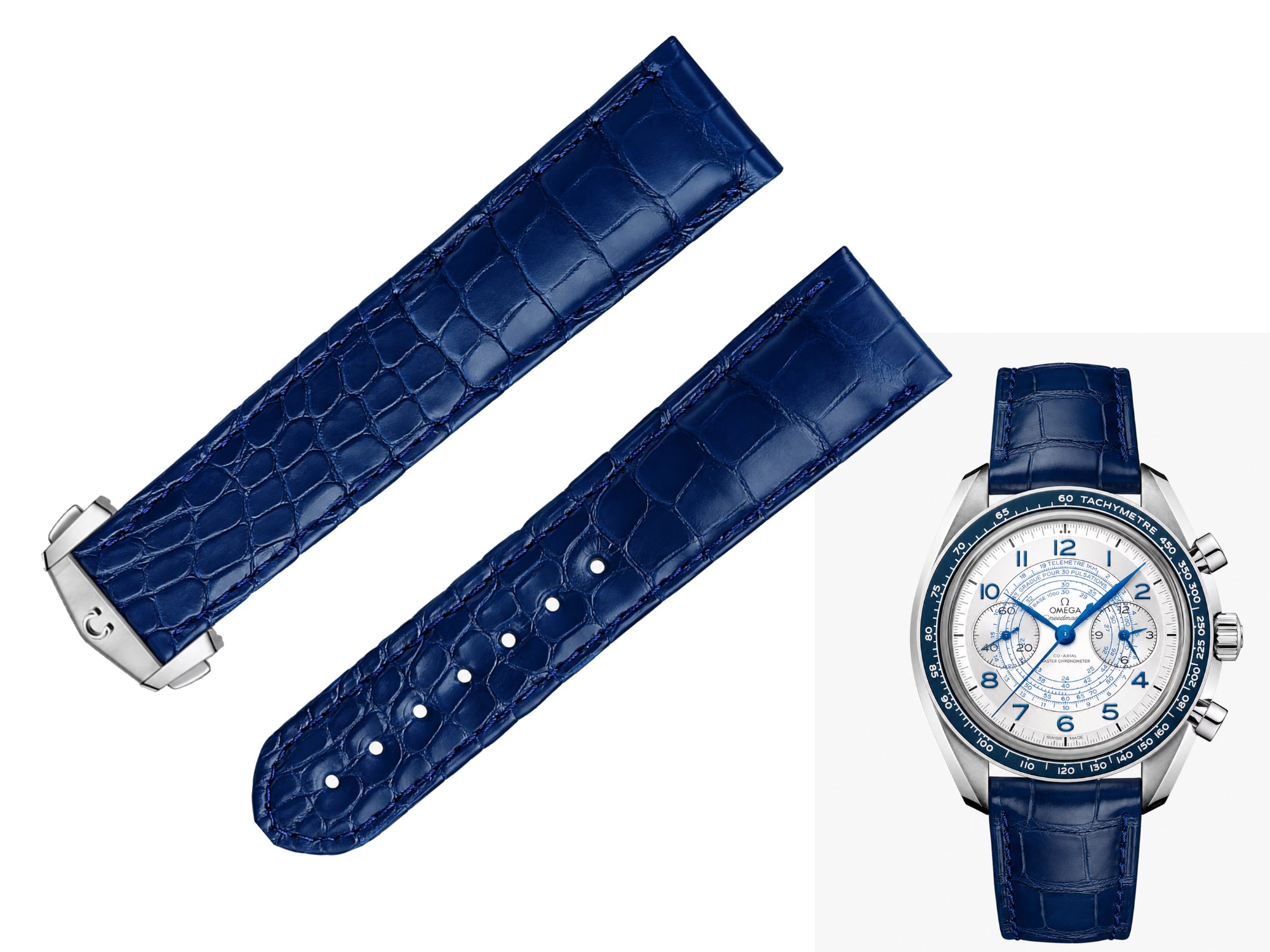 watch strap [FOBO Caiman crocodile leather strap] luxurious texture, showing taste