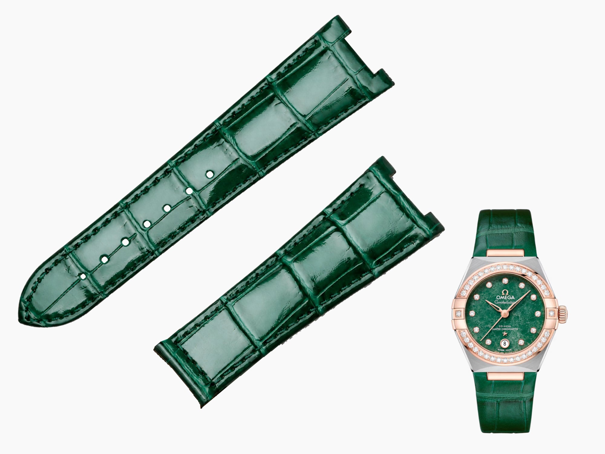 watch strap [FOBO Caiman crocodile leather strap] luxurious texture, showing taste