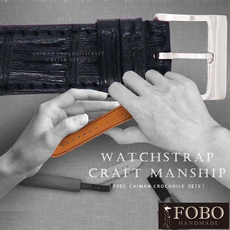 watch strap【FOBO 黑色鱷魚皮錶帶】典雅奢華，彰顯品味