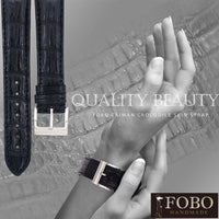 watch strap【FOBO 黑色鱷魚皮錶帶】典雅奢華，彰顯品味