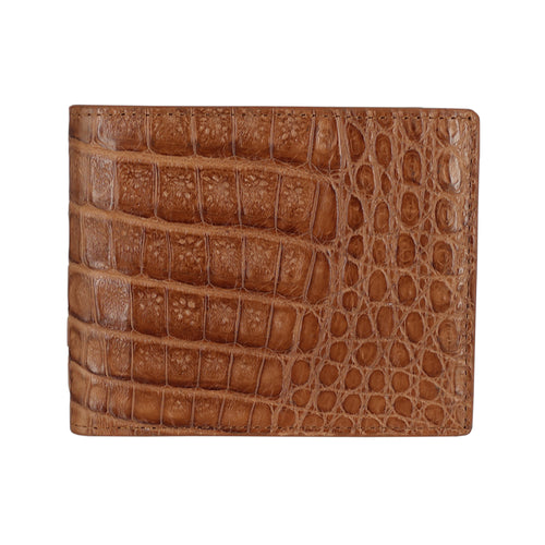 Wallet short clip boys wallet Caimen crocodile wallet coffee color